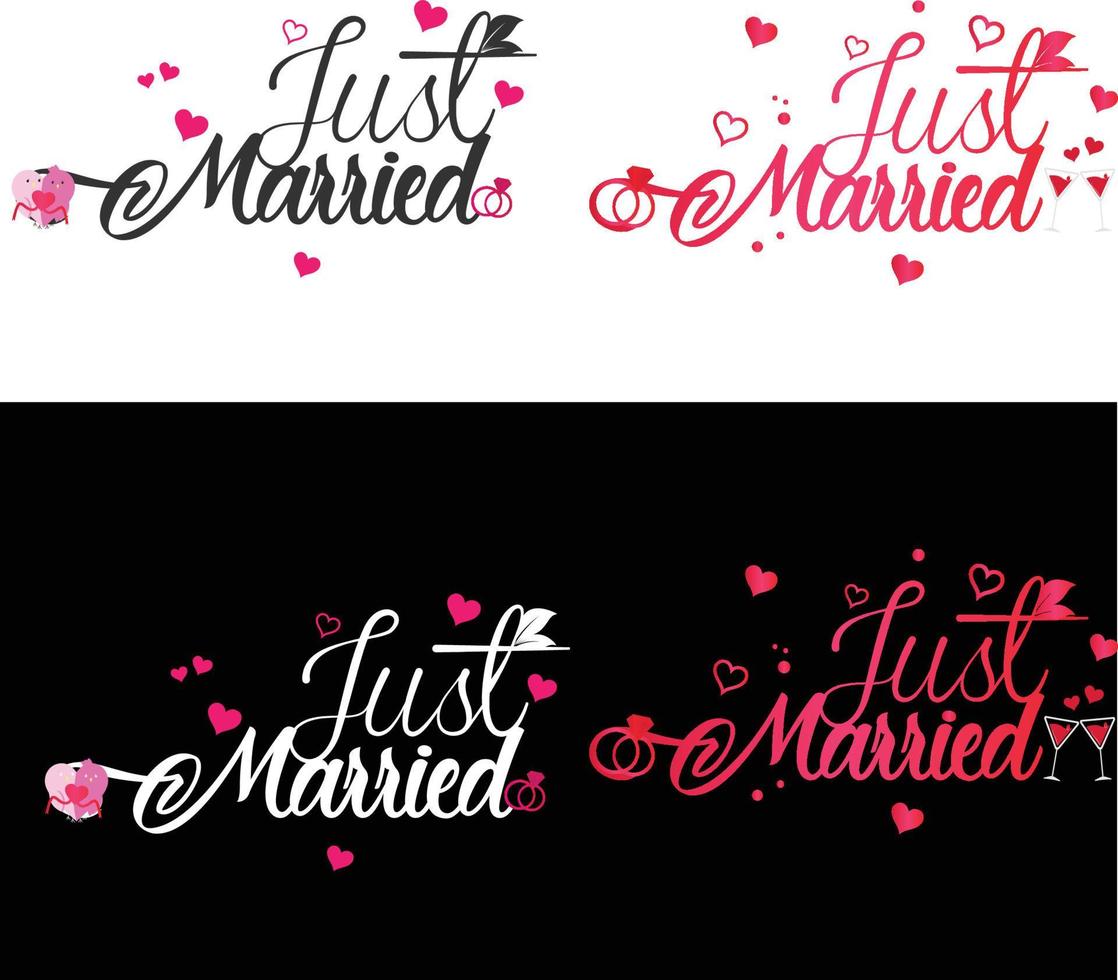 diseño de tipografía recién casado que se puede usar en camisetas, tazas, carteles, tarjetas, insignia y mucho más vector