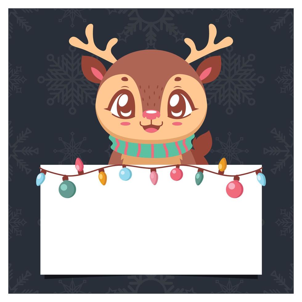 Christmas greeting with a cute reindeer and blank space for text vector