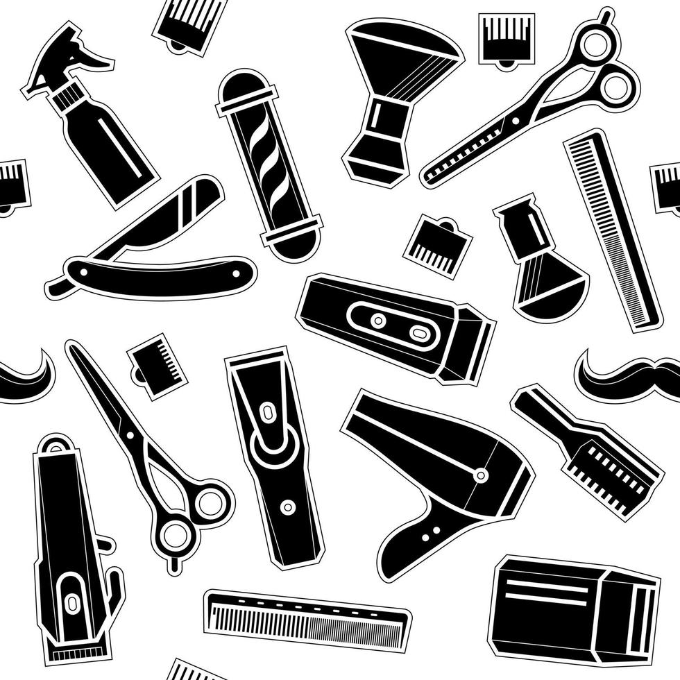 barbershrp set - seamless background. mens haircut tools vector