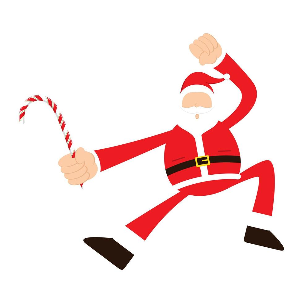 Stylish Santa Claus holding candy cane. Vector illustration