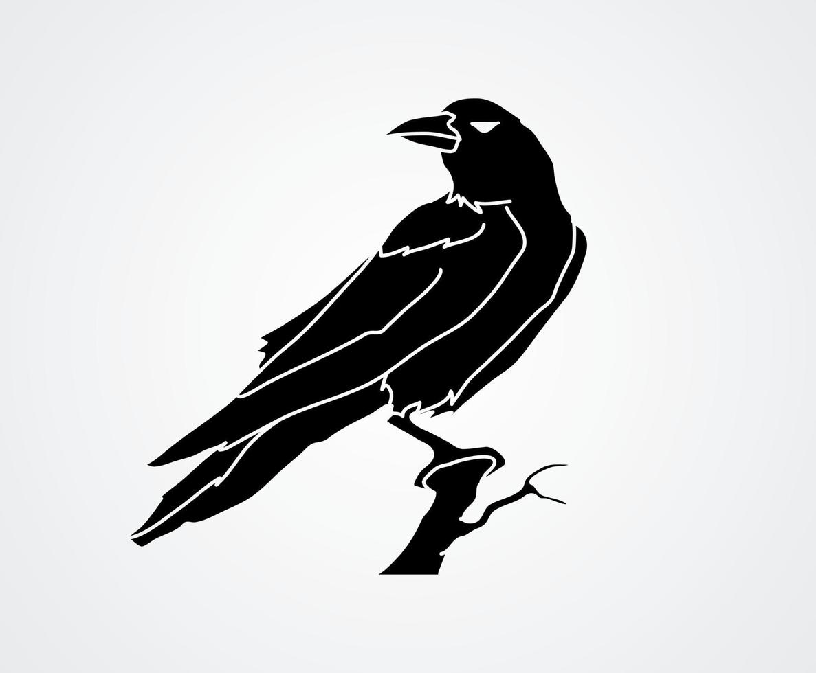 Silhouette Crow Cartoon Vector