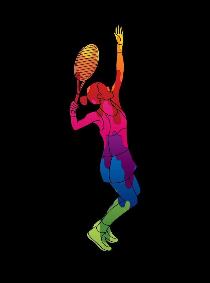 acción de la jugadora de tenis vector