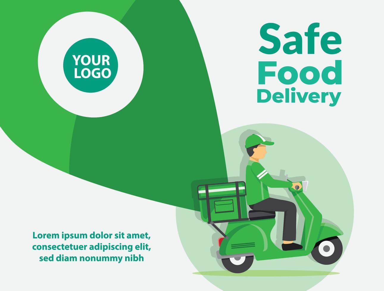 servicio de entrega de alimentos, entrega de comida rápida, servicio de entrega de scooter, ilustración vectorial vector