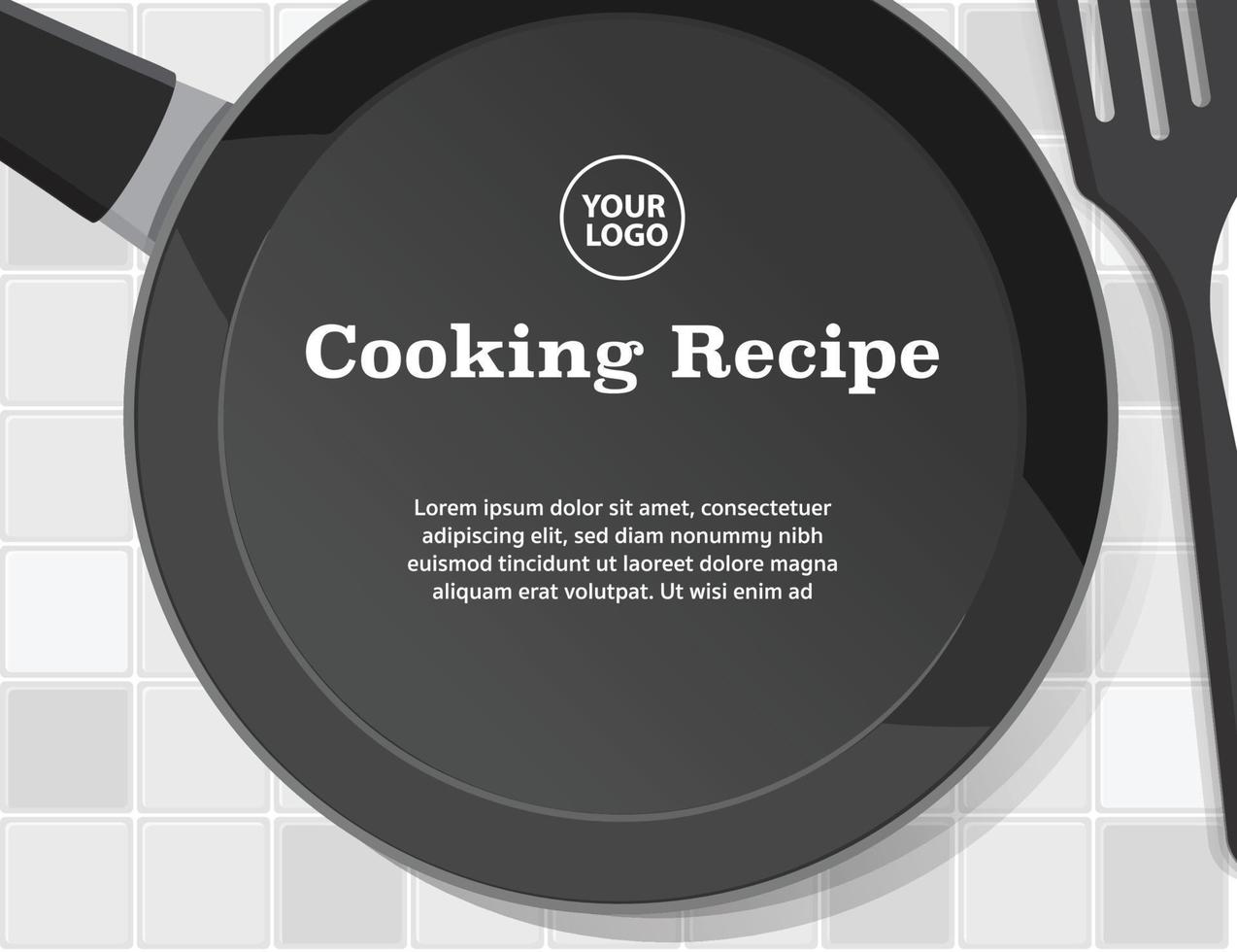 Fondo de utensilios de cocina de receta de cocina, cartel de cocina, ilustración vectorial vector