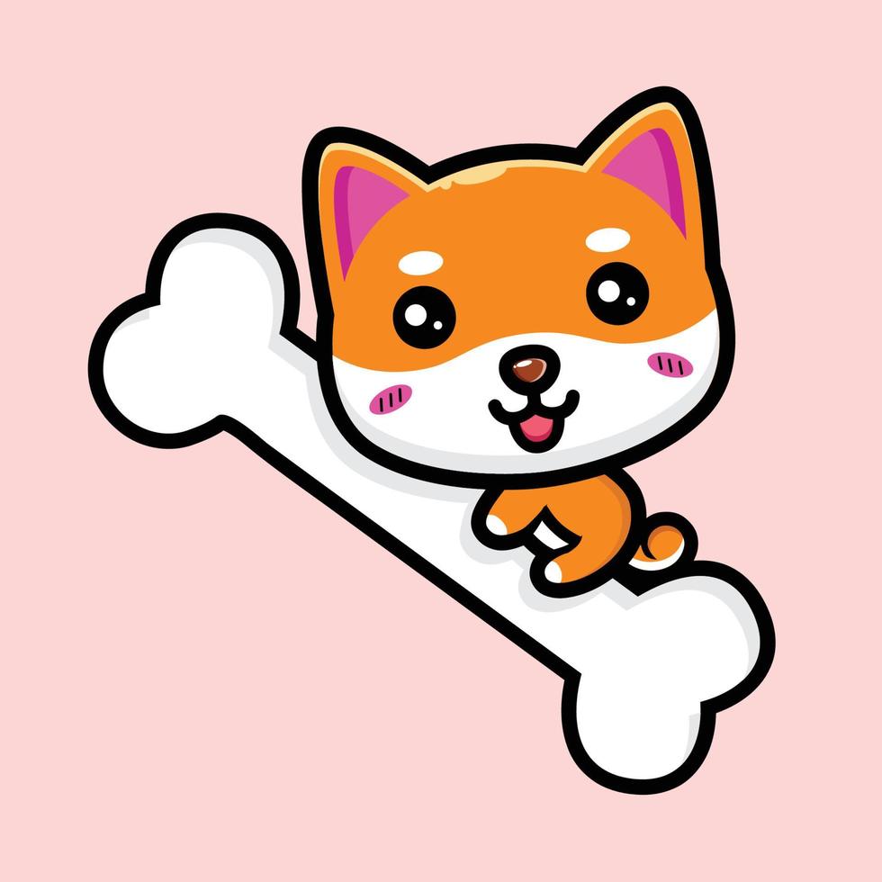 cute shiba inu mascot character vector