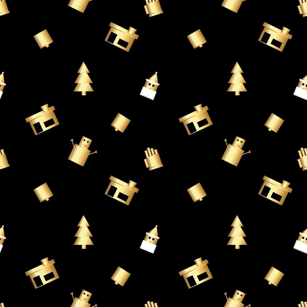 sharp cornered Christmas object pattern created in gold gradient, premium gold gradient Christmas repeat pattern. vector