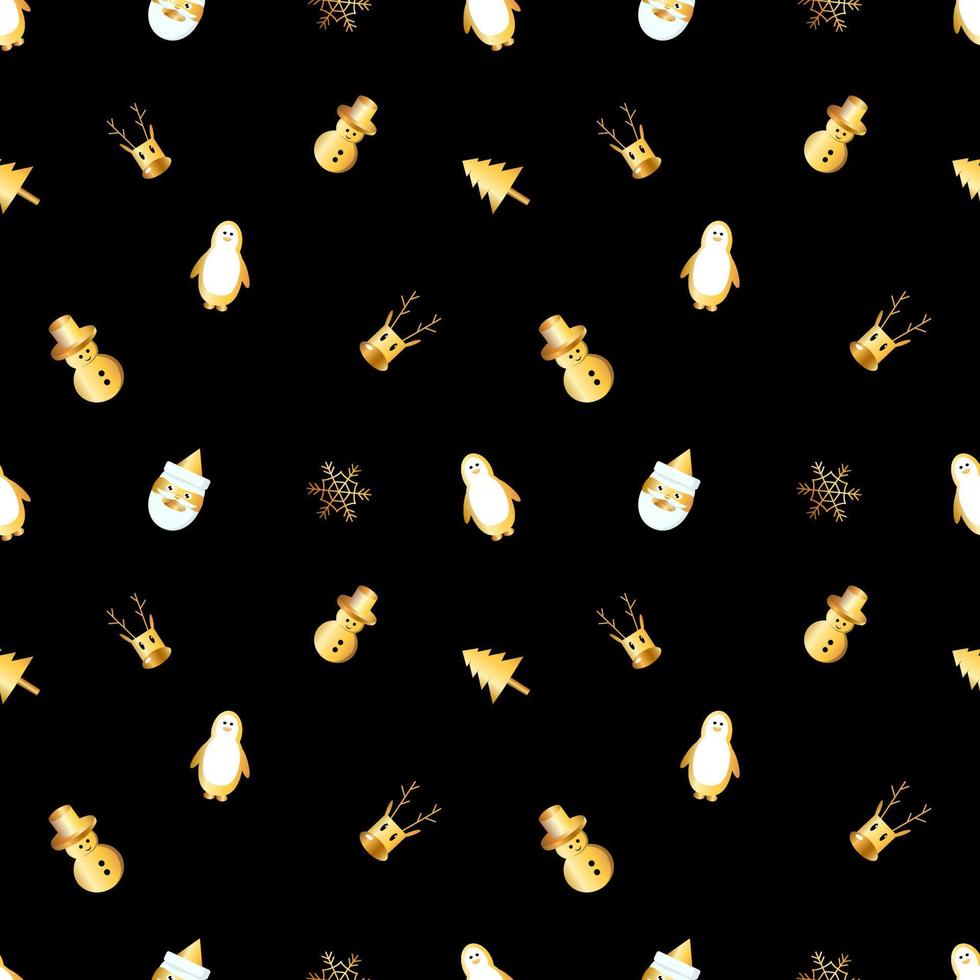 seamless christmas pattern created in golden gradient. christmas repeat pattern for gift cover, packaging, wrapping paper, fabric. vector