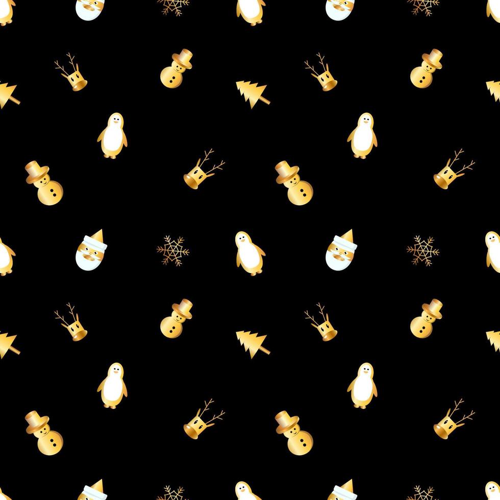 seamless christmas pattern created in golden gradient. christmas repeat pattern for gift cover, packaging, wrapping paper, fabric. vector
