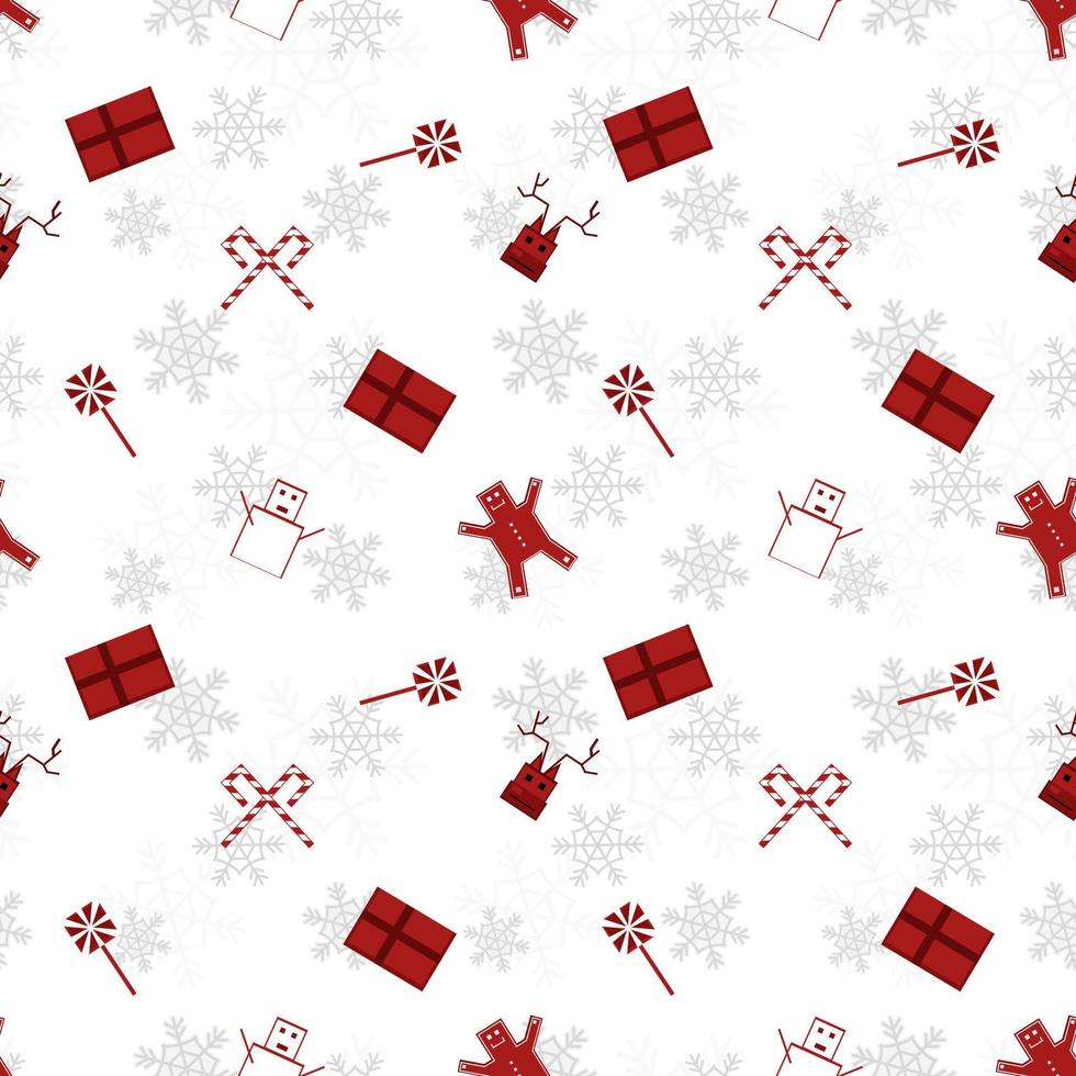 patrón de repetición de vector de silueta de objeto de Navidad rojo creado sobre fondo blanco, patrón de repetición de objeto de Navidad de bordes afilados.