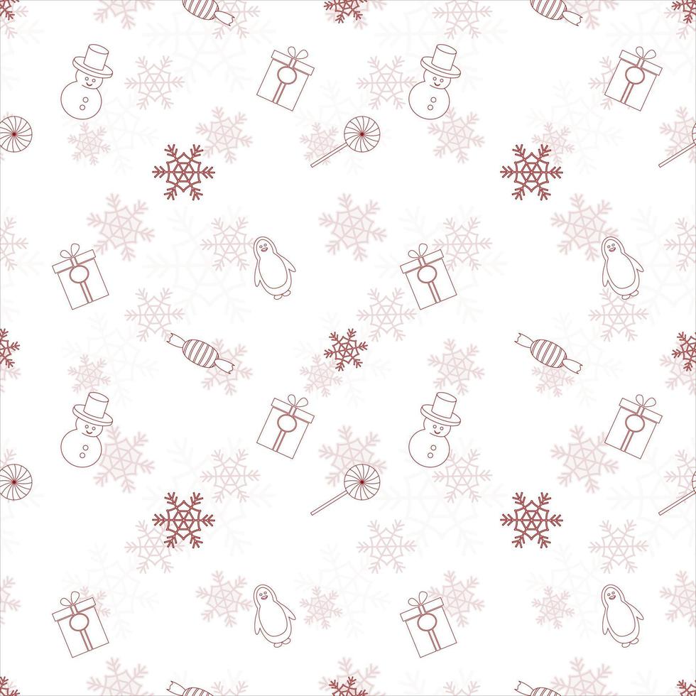 Christmas repeat pattern created with Christmas object outline shapes, Seamless Christmas pattern. vector