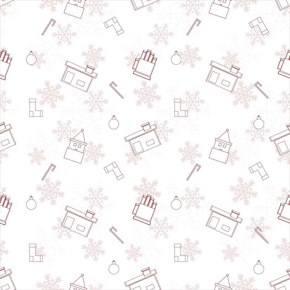 Christmas repeat pattern created with Christmas object outline shapes, Seamless Christmas pattern. vector