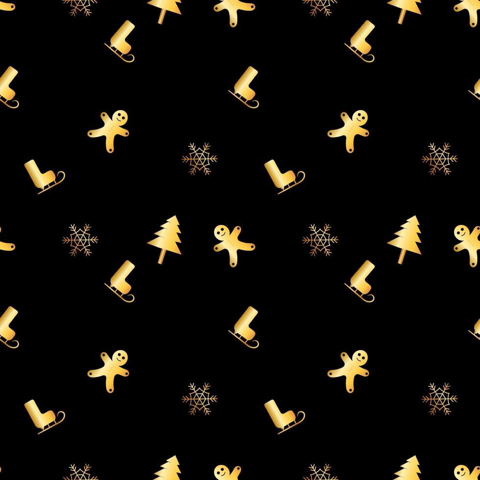 seamless christmas pattern created in golden gradient. christmas repeat pattern for gift cover, packaging, wrapping paper, fabric. vector