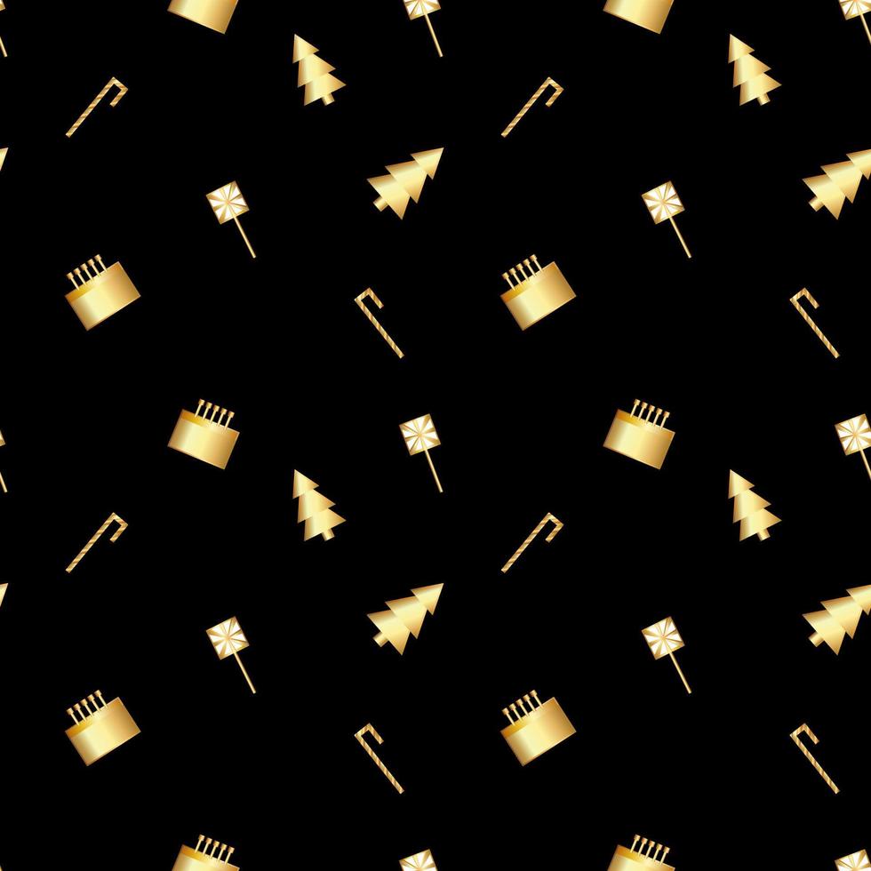 sharp cornered Christmas object pattern created in gold gradient, premium gold gradient Christmas repeat pattern. vector