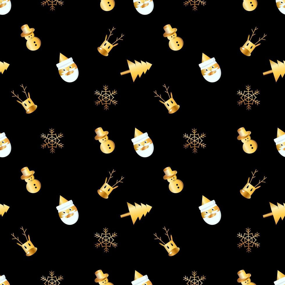 seamless christmas pattern created in golden gradient. christmas repeat pattern for gift cover, packaging, wrapping paper, fabric. vector