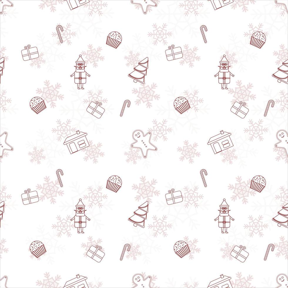patrón de repetición de Navidad creado con formas de contorno de objeto de Navidad, patrón de Navidad sin fisuras. vector