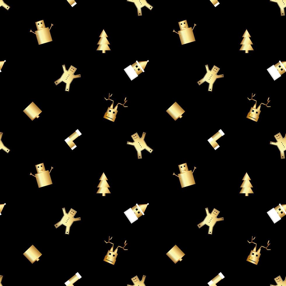 sharp cornered Christmas object pattern created in gold gradient, premium gold gradient Christmas repeat pattern. vector