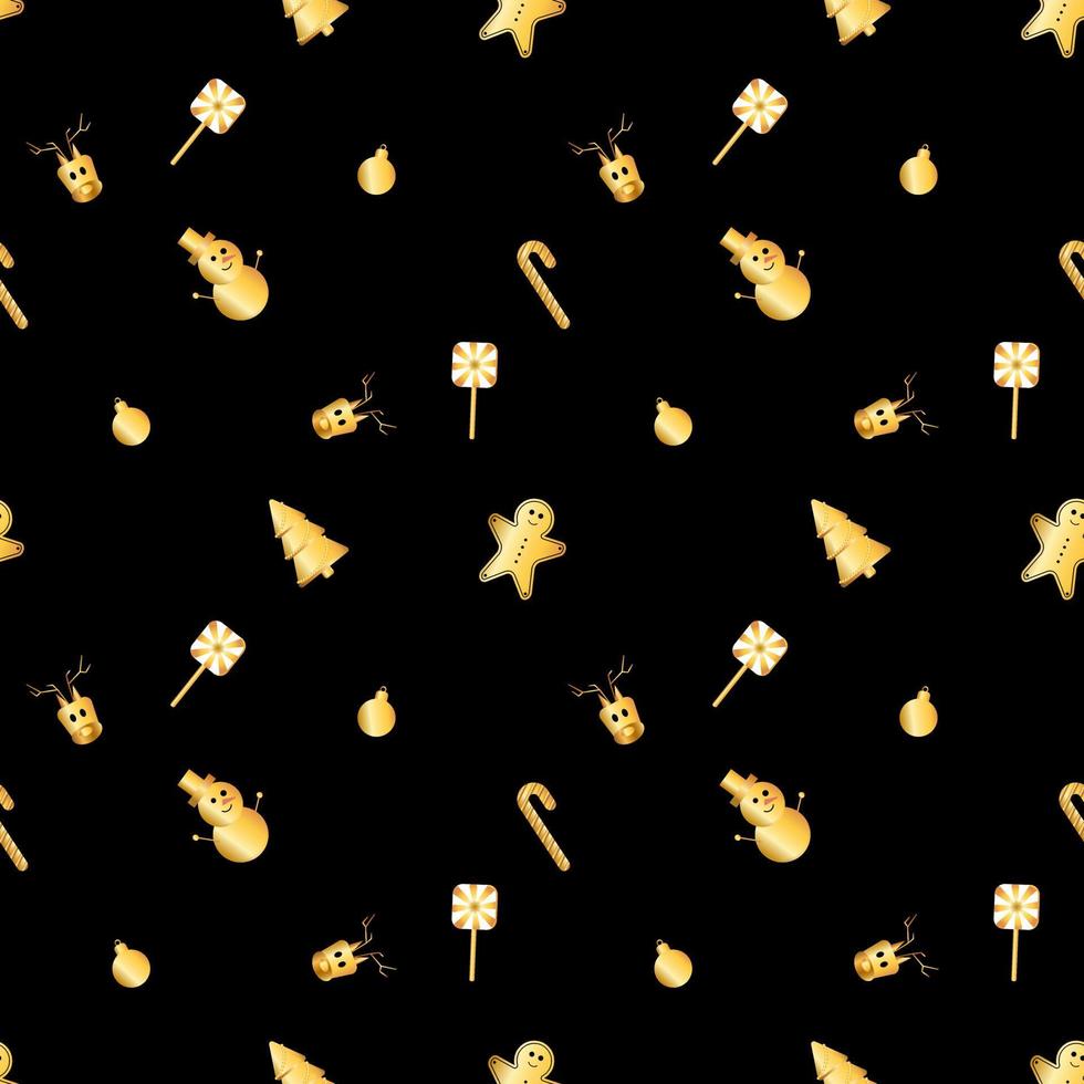 rounded corner Christmas object pattern created in gold gradient, premium gold gradient Christmas repeat pattern. vector