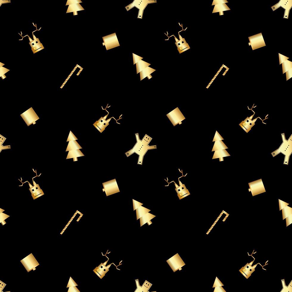 sharp cornered Christmas object pattern created in gold gradient, premium gold gradient Christmas repeat pattern. vector