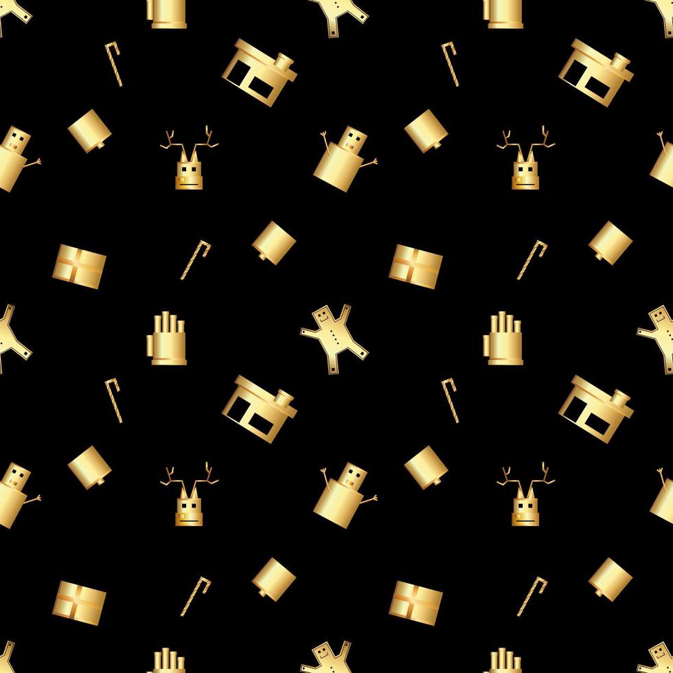 patrón de objeto navideño con esquinas afiladas creado en degradado dorado, patrón de repetición navideño con degradado dorado premium. vector