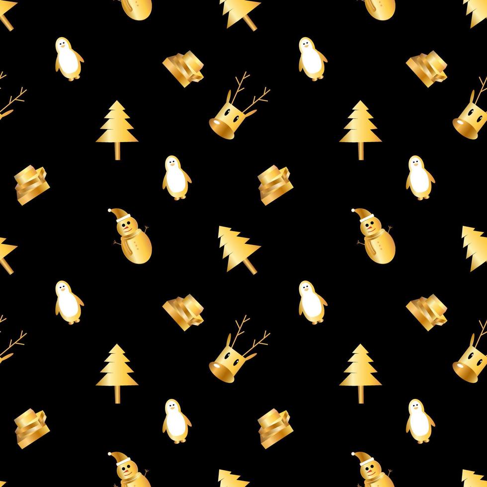 seamless christmas pattern created in golden gradient. christmas repeat pattern for gift cover, packaging, wrapping paper, fabric. vector