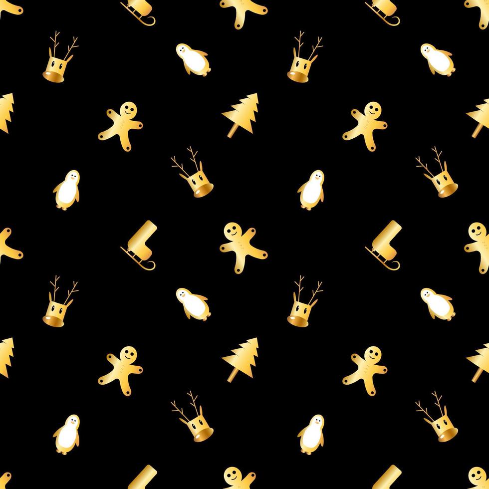 seamless christmas pattern created in golden gradient. christmas repeat pattern for gift cover, packaging, wrapping paper, fabric. vector