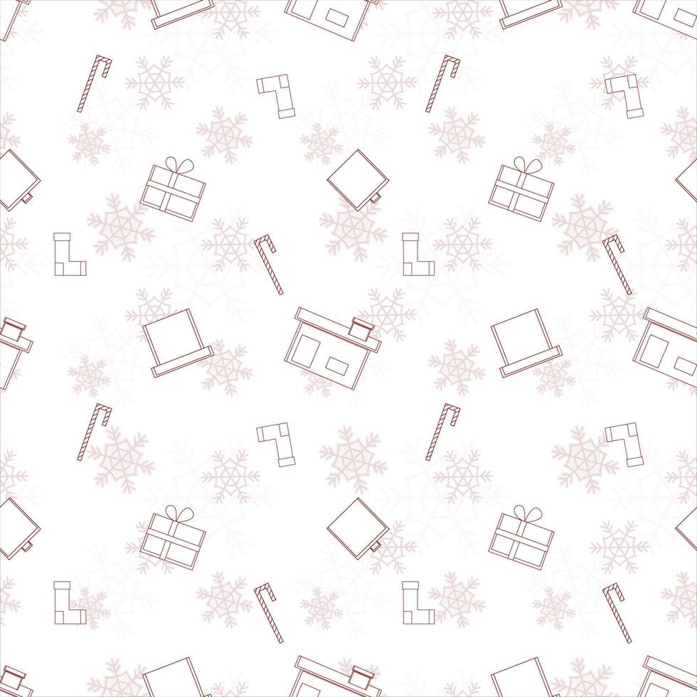 Christmas repeat pattern created with Christmas object outline shapes, Seamless Christmas pattern. vector