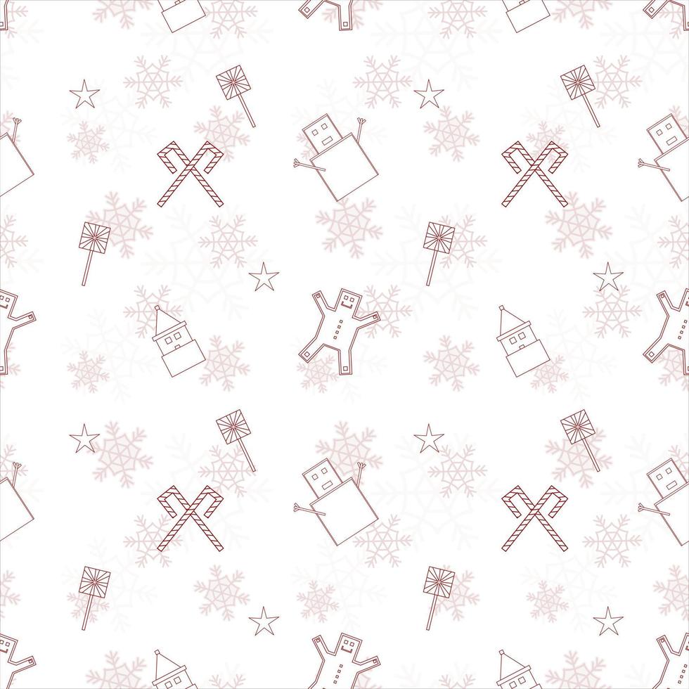 Christmas repeat pattern created with Christmas object outline shapes, Seamless Christmas pattern. vector