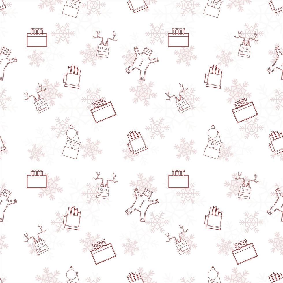 Christmas repeat pattern created with Christmas object outline shapes, Seamless Christmas pattern. vector