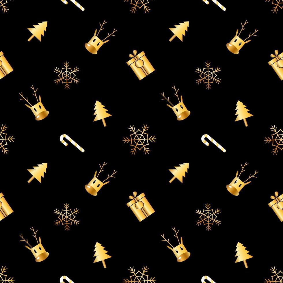 seamless christmas pattern created in golden gradient. christmas repeat pattern for gift cover, packaging, wrapping paper, fabric. vector