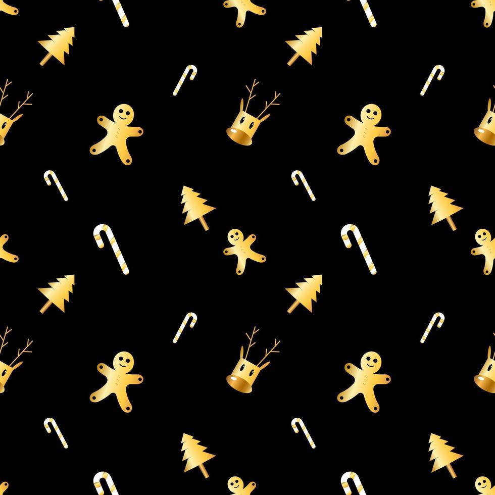 seamless christmas pattern created in golden gradient. christmas repeat pattern for gift cover, packaging, wrapping paper, fabric. vector