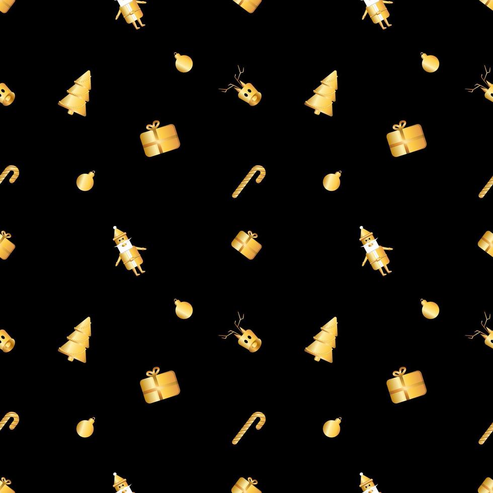 rounded corner Christmas object pattern created in gold gradient, premium gold gradient Christmas repeat pattern. vector