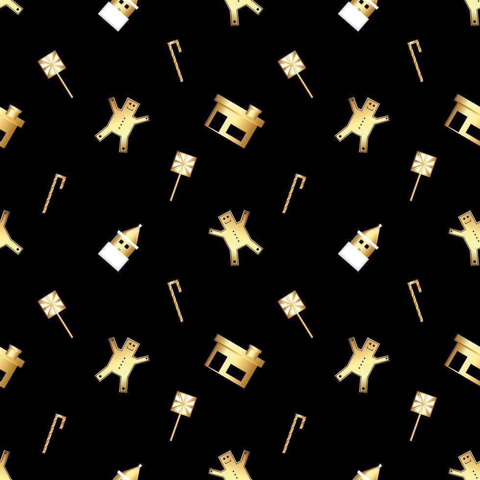 sharp cornered Christmas object pattern created in gold gradient, premium gold gradient Christmas repeat pattern. vector