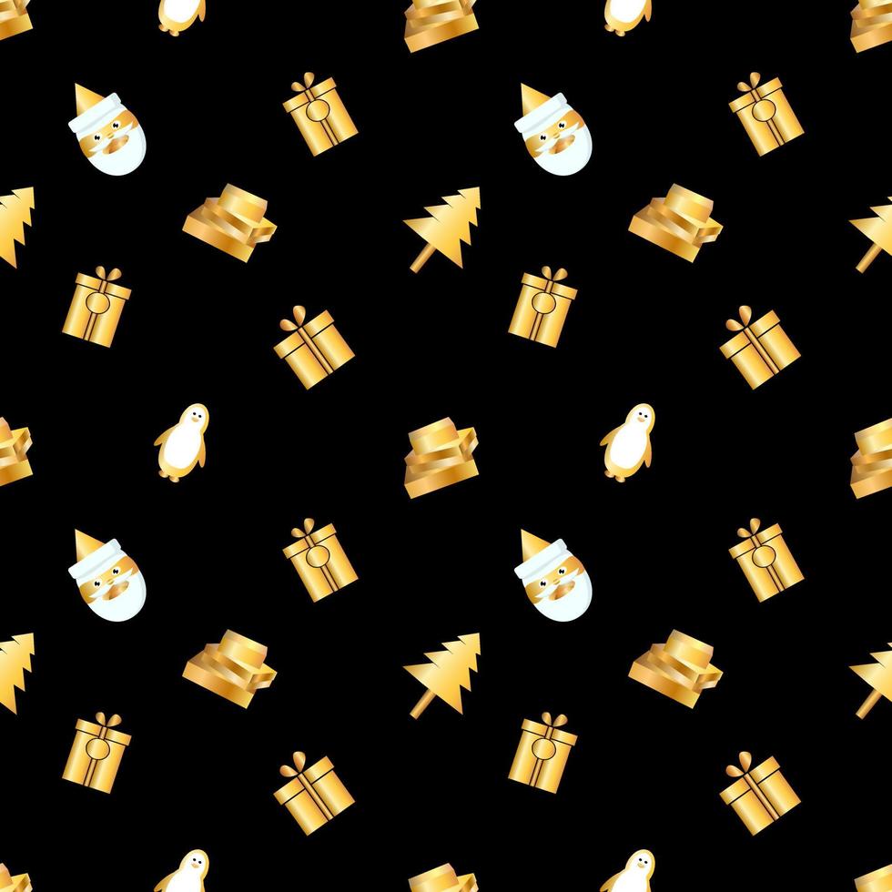 seamless christmas pattern created in golden gradient. christmas repeat pattern for gift cover, packaging, wrapping paper, fabric. vector