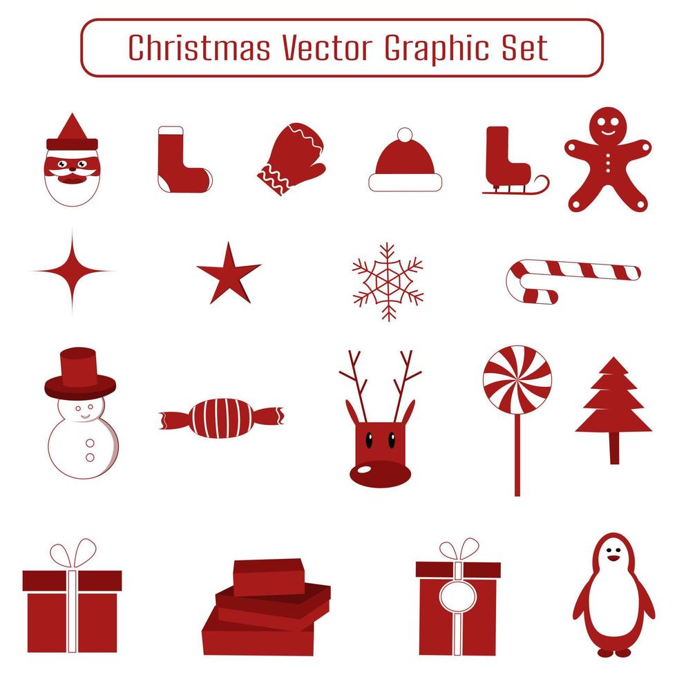 red christmas object silhouette created on flat white color background. vector