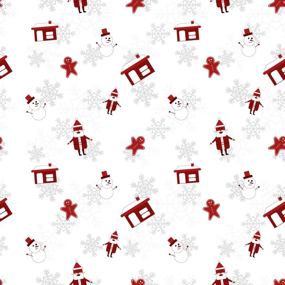 Round edge  christmas object repeat pattern created in re color on white background, seamless christmas pattern. vector