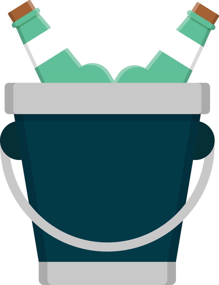 wine bottle bucket  flat icon vector