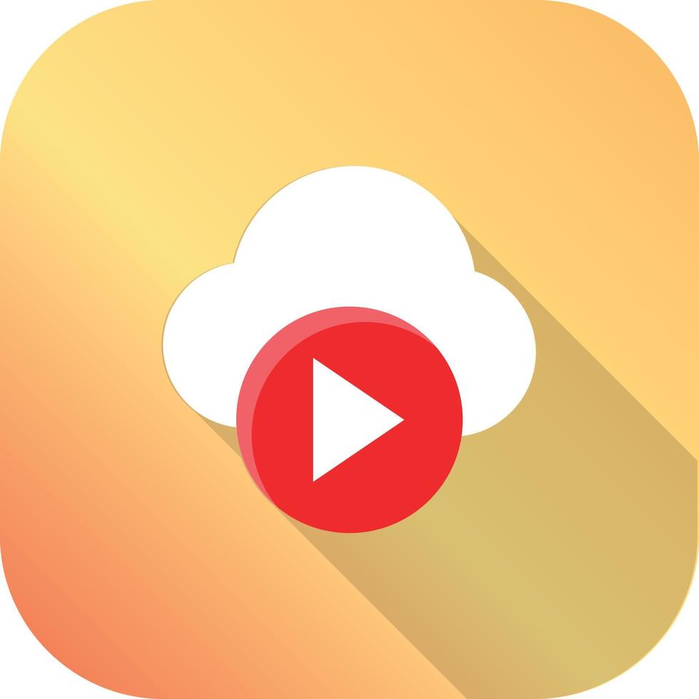 cloud play flat icon vector