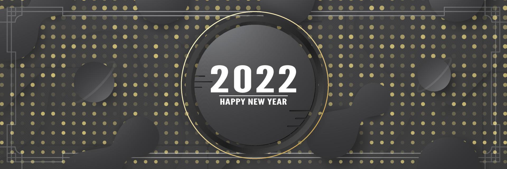Vector illustration template of Happy New Year 2022 for invitation, advertisement, long banner. Modern abstract gradient background in liquid and fluid style.