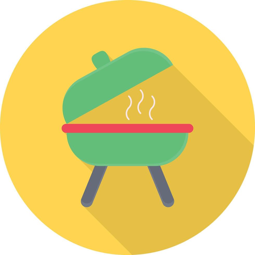 grilled BBQ circle flat icon vector