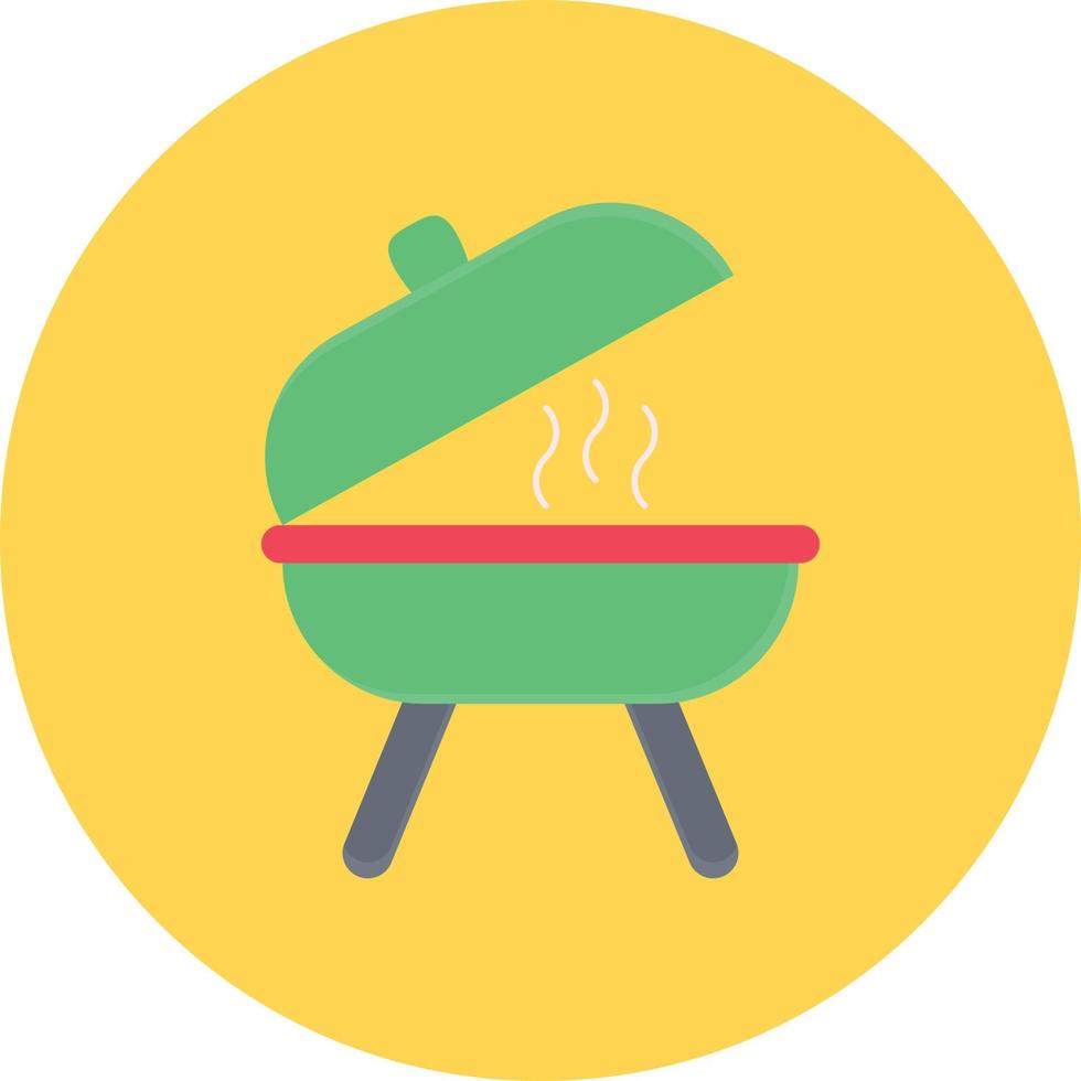 grilled BBQ circle flat icon vector