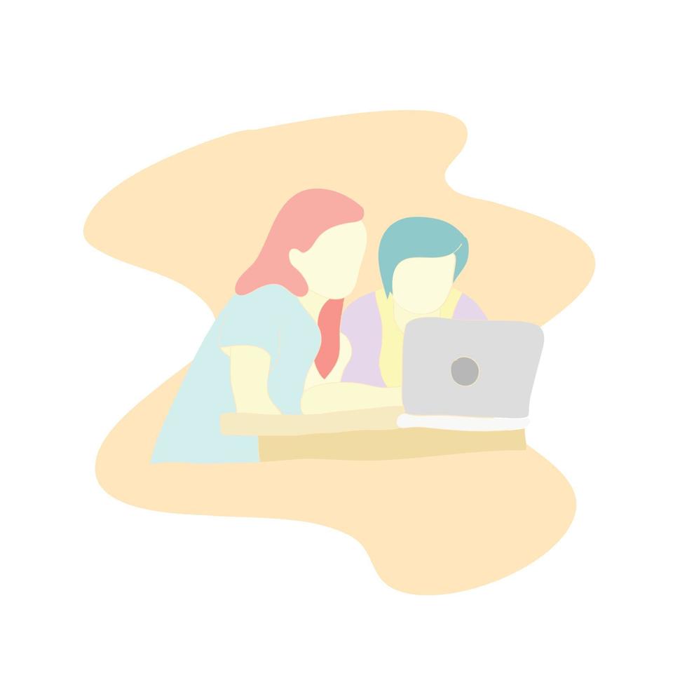 Illustration vector graphic of people who study and work