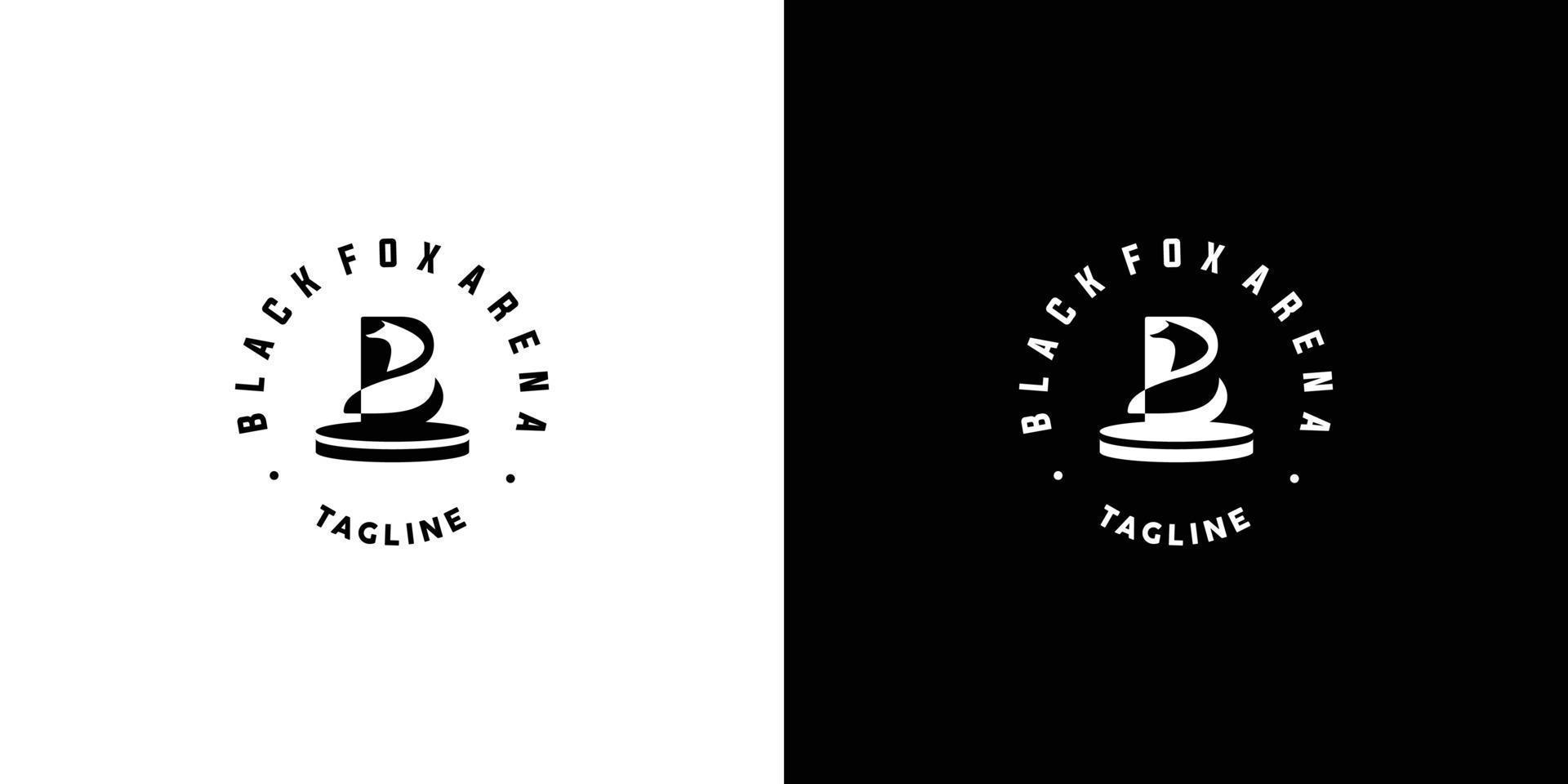 diseño de logotipo de black fox arena moderno, atractivo adecuado para el mundo del entretenimiento vector
