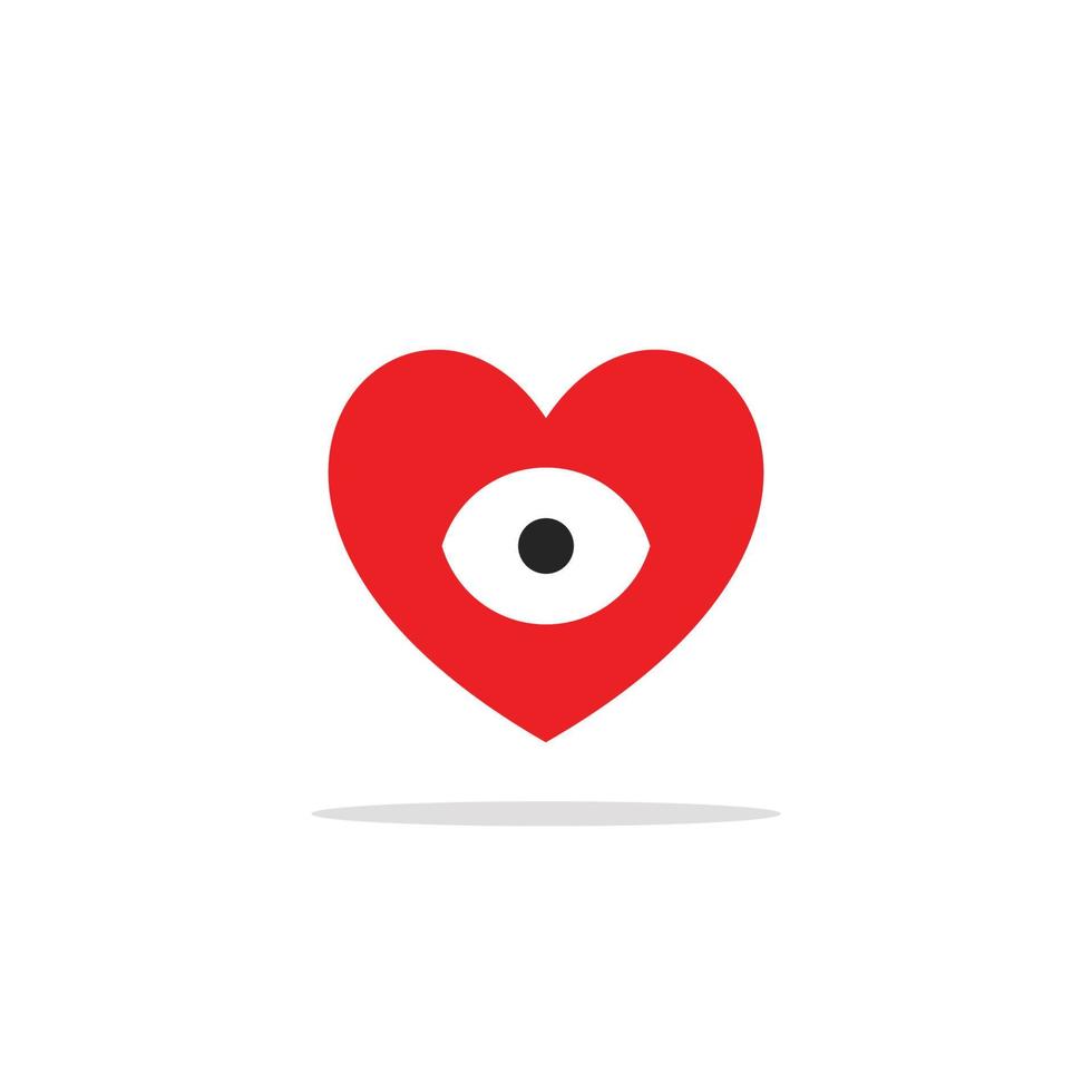 Simple and attractive heart eye illustration logo vector