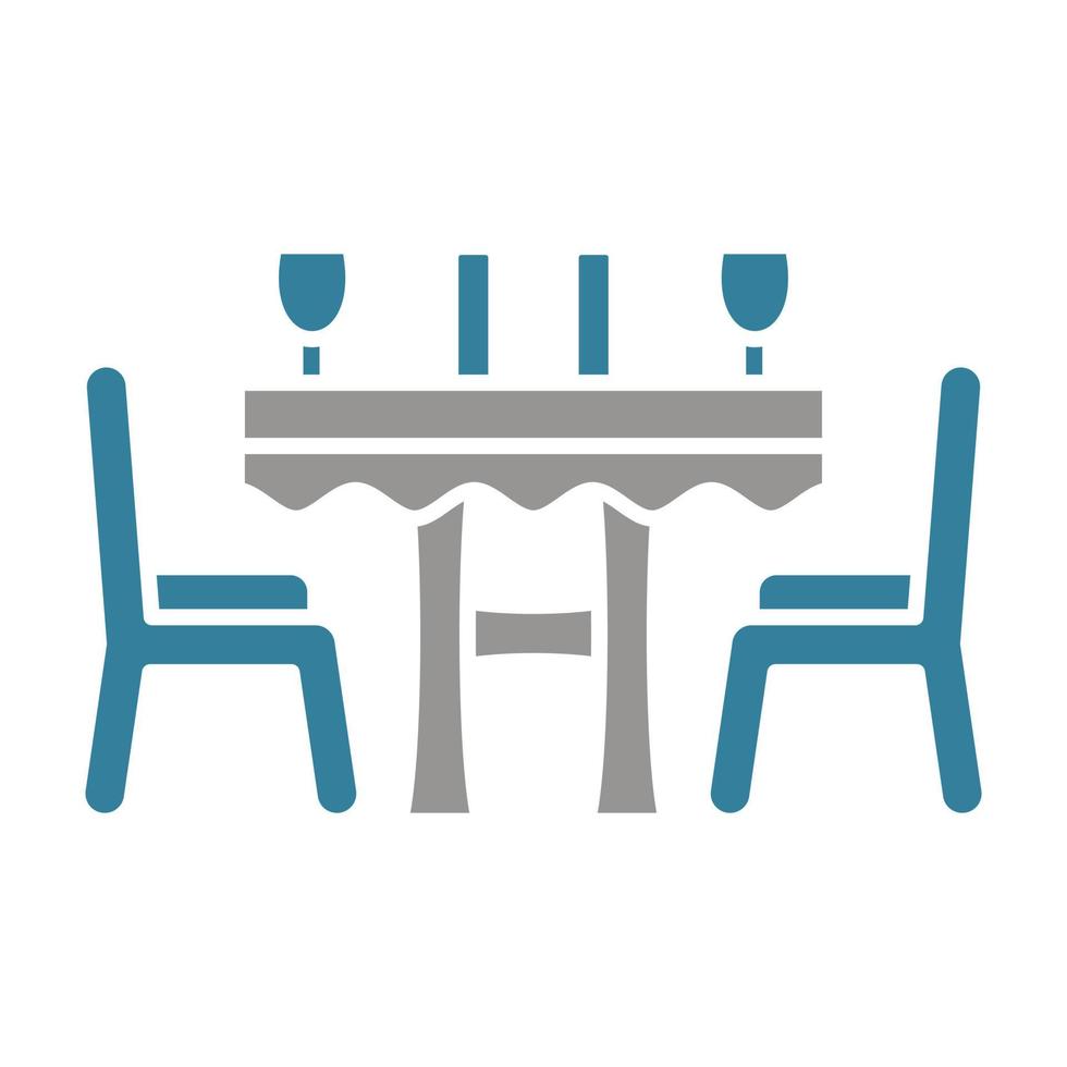 Dinner Table Glyph Two Color Icon vector