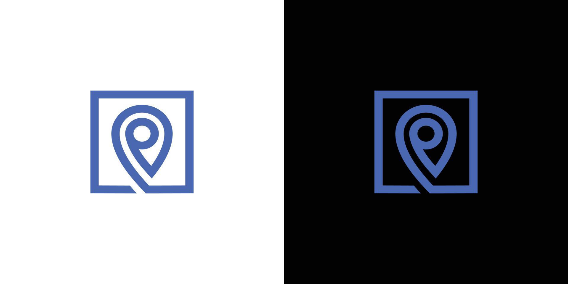 Modern and cool combination logo design of the letter P and pin area vector