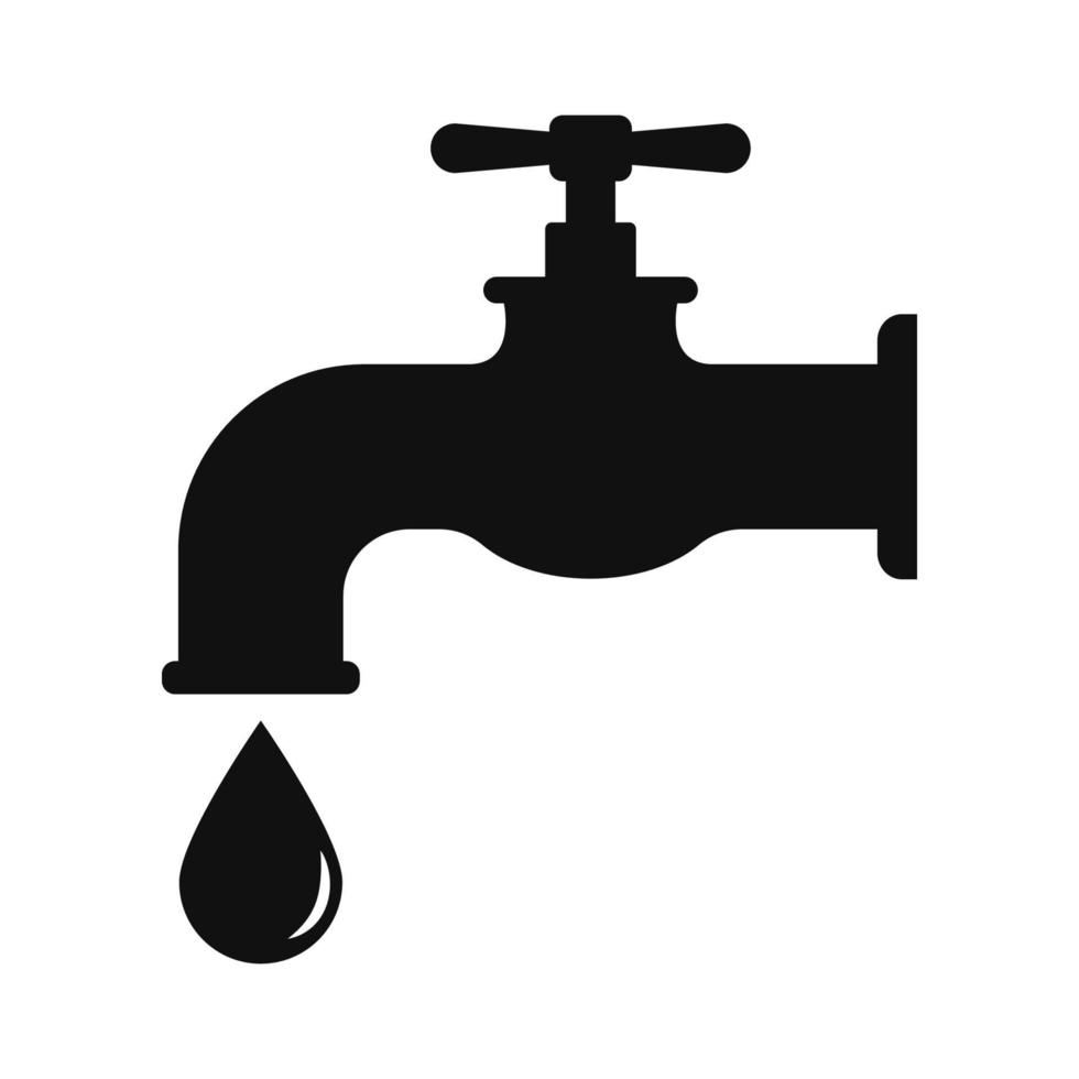 Outdoor faucet with a drip water icon vector illustration