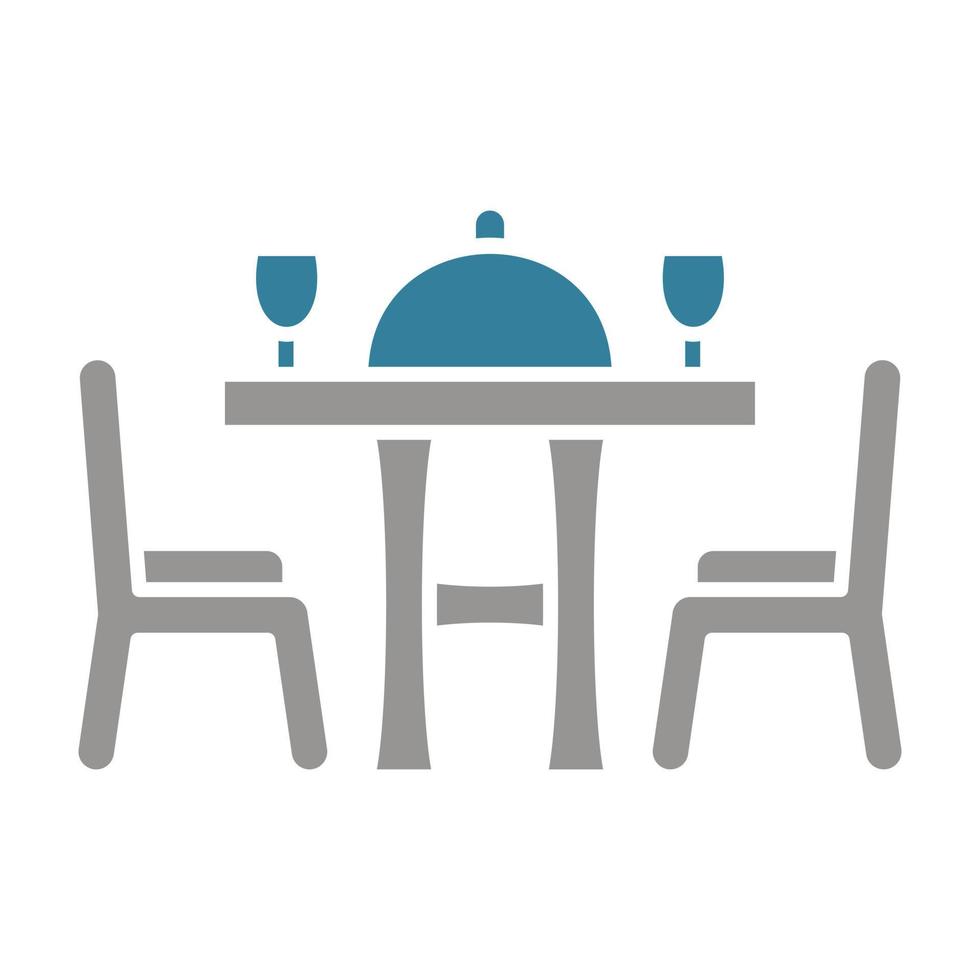 Dining Table Glyph Two Color Icon vector