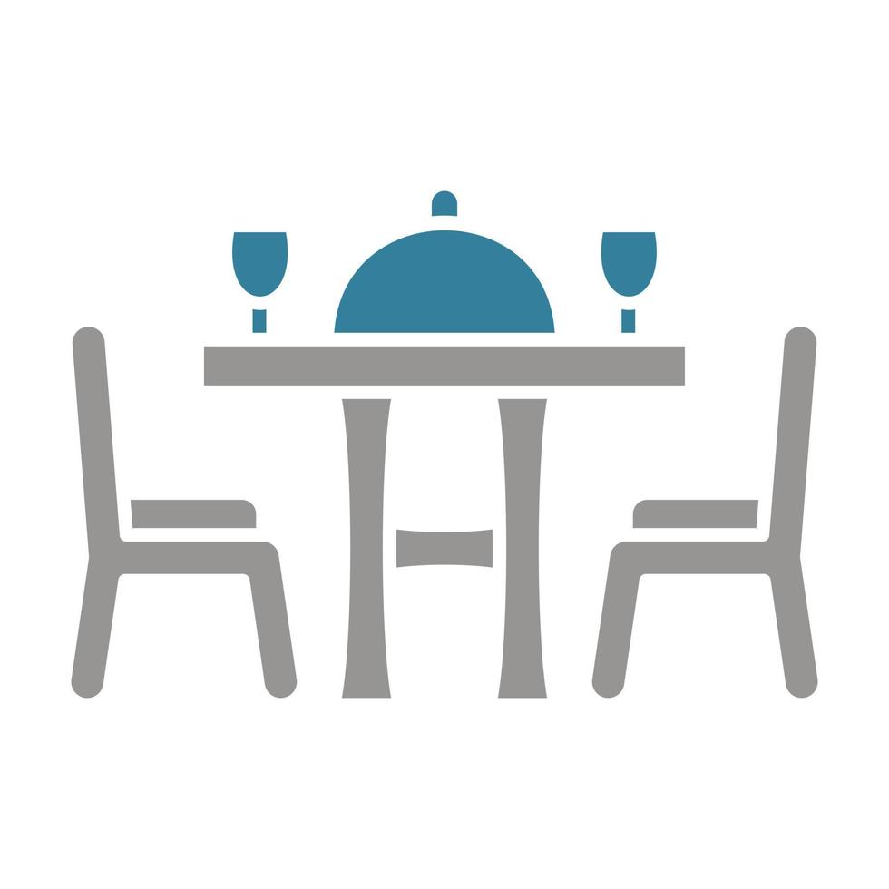 icono de dos colores de glifo de mesa de comedor vector