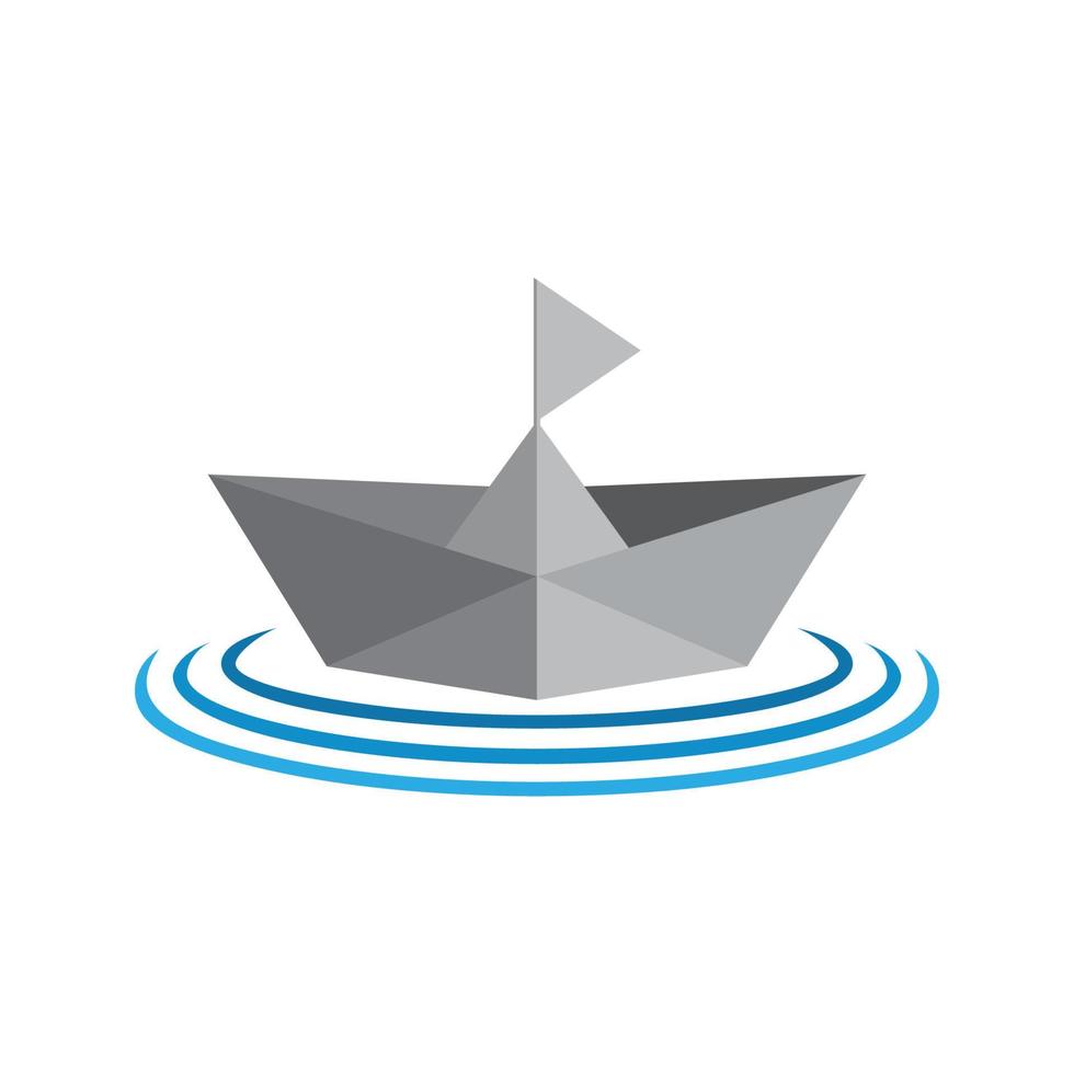 paper ship boat gradient 3d symbol logo vector