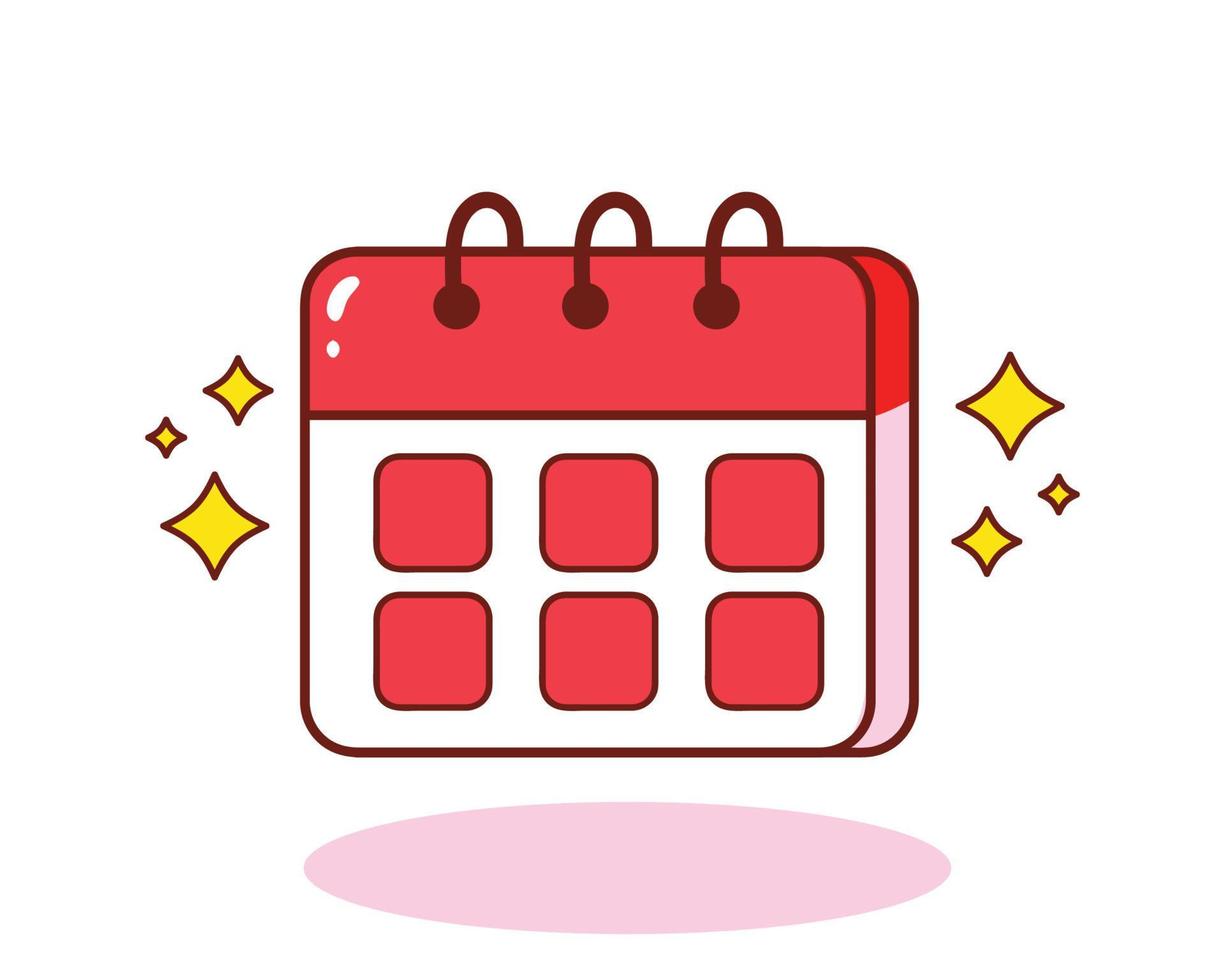 Calendar business date time icon symbol hand drawn cartoon art illustration vector